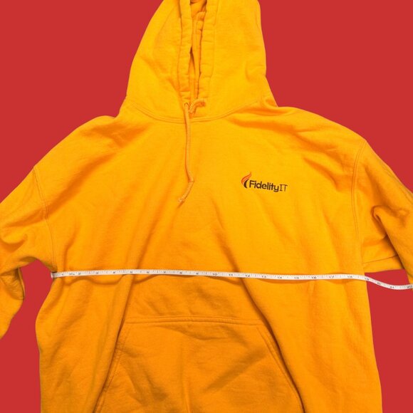 🔥 Vintage Fidelity IT Yellow Gildan Heavy Blend Hoodie (Unisex L) - Picture 5 of 9